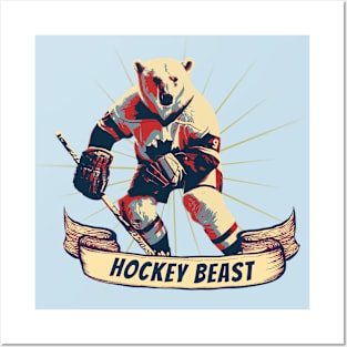 Ice Hockey Polar Bear Hockey Beast Posters and Art